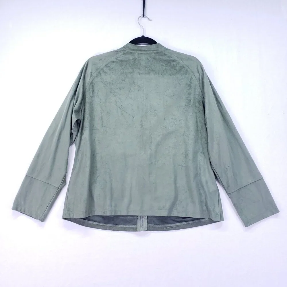 Susan Bristol Sage Green Suede 2 Piece Lounge Set Sweater Wide Leg Pants Size XL